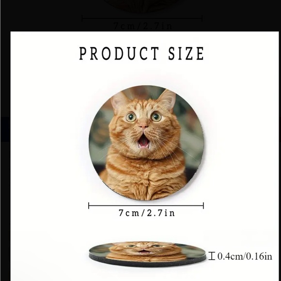 Cat Car Coasters - Orange Tabby Design - Picture 4 of 5